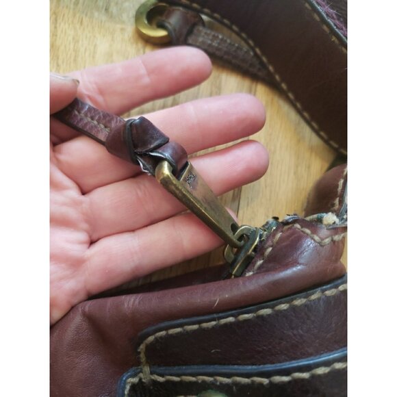 Fossil Cognac Brown Crossbody Purse Leather Vintage 90s  Medium  Boho Festival - Picture 5 of 9